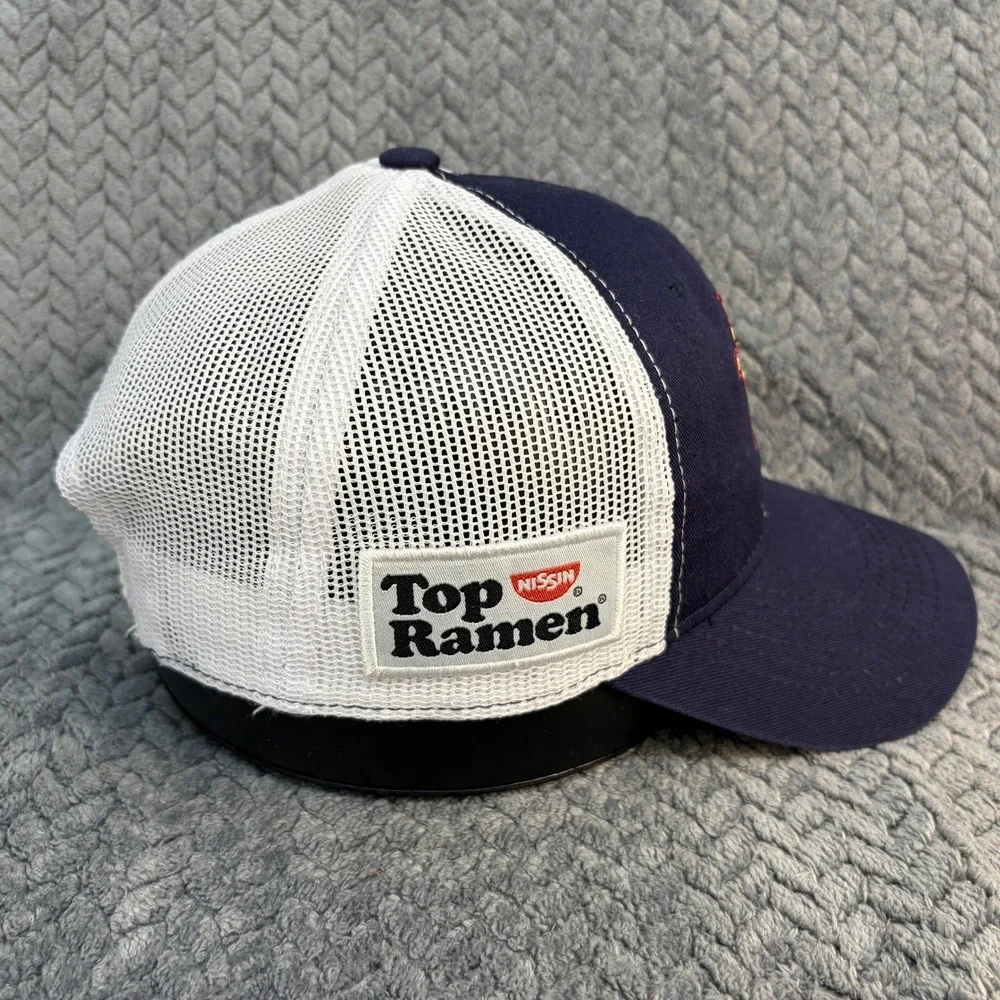 Nissin Top Ramen Trucker Hat Navy Blue White Mesh Snapback Cap Logo Patch